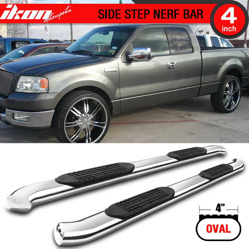 2004-2008 Ford F-150 Super Cab 4" Side Step Bars Running Boards Pair