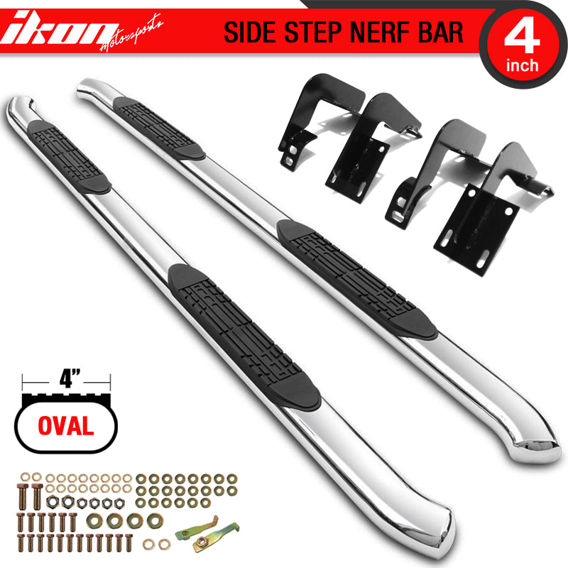 IKON MOTORSPORTS, Running Boards Compatible With 1999-2016 Ford F-250 F-350 Super Duty Super Cab, 2PCS Side Step Nerf Bars Rock Slider T304 Stainless Steel, 2000 2001 2002 2003 2004 2005 2006 2007