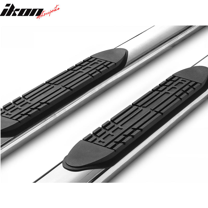 IKON MOTORSPORTS, Running Boards Compatible With 2007-2021 Toyota Tundra Regular Cab, Standard 2 Doors Chrome 304 Stainless Steel 4" Curved Side Step Nerf Bar Left Right, 2008 2009 2010 2011 2012