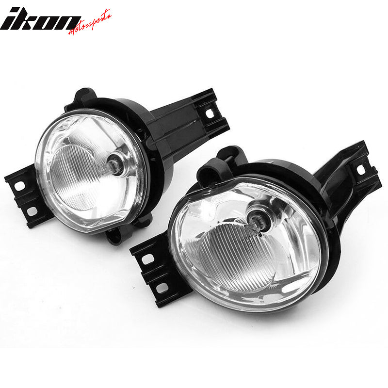 IKON MOTORSPORTS Fog Lights Bulbs Compatible With 2002-2008 Dodge Ram 1500 2003-2009 2500 3500 Pickup Assembly Driving Lamps Bulbs Kits Clear ABS Plastic Smooth