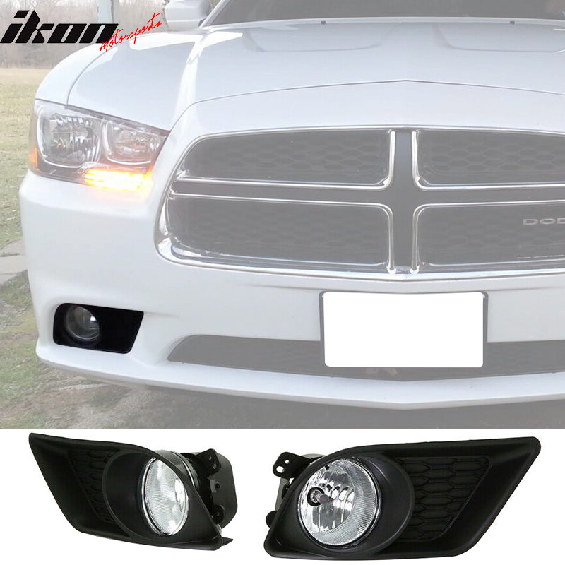 Fits 11-14 Dodge Charger Bumper Assembly Fog Light w/ Bulbs Clear Lens