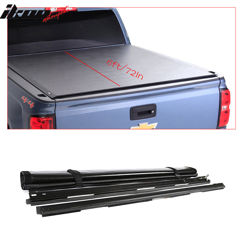 2005-2019 Nissan Frontier 72in Black Roll Up Tonneau Cover Vinyl