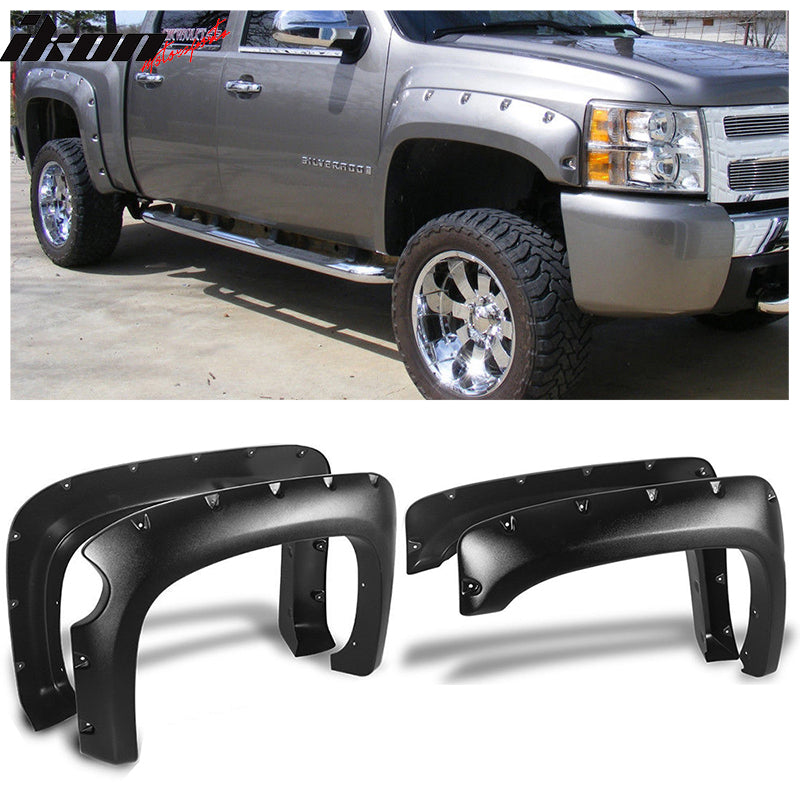 Fit 07-13 Chevy Silverado Short 1500 5.8ft Short Bed Fender Flares ABS