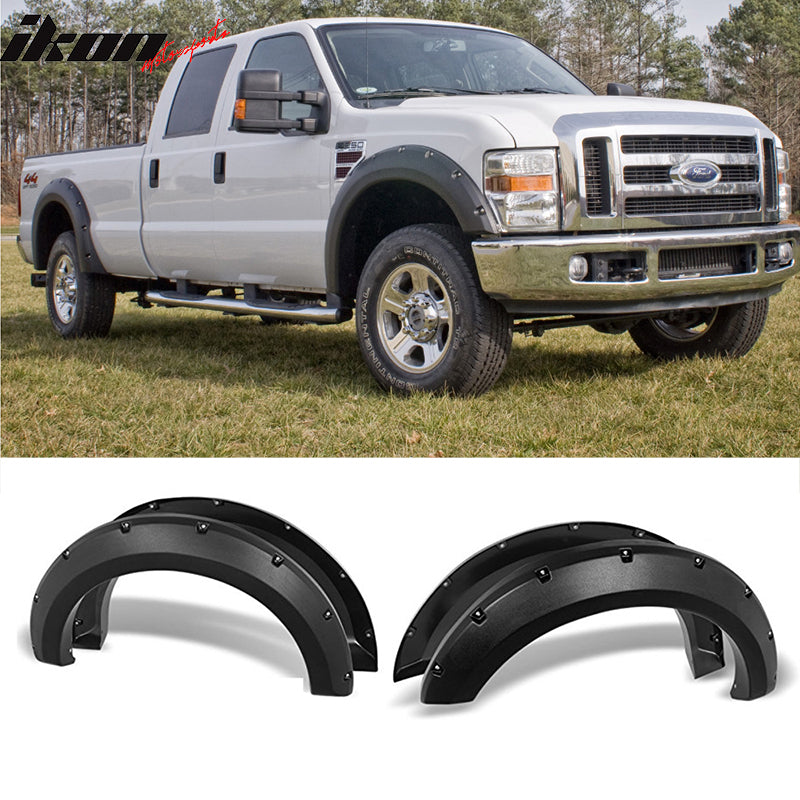 1999-2007 Ford F250 F350 HD Black Pocket Style Fender Flares ABS