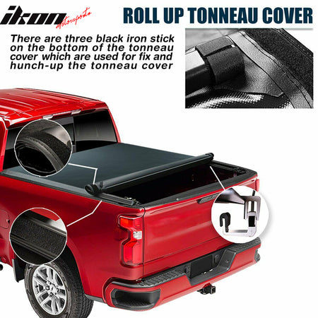 Fits 19-23 Dodge Ram 1500 6.4Ft Bed Black Soft Roll Up Tonneau Cover