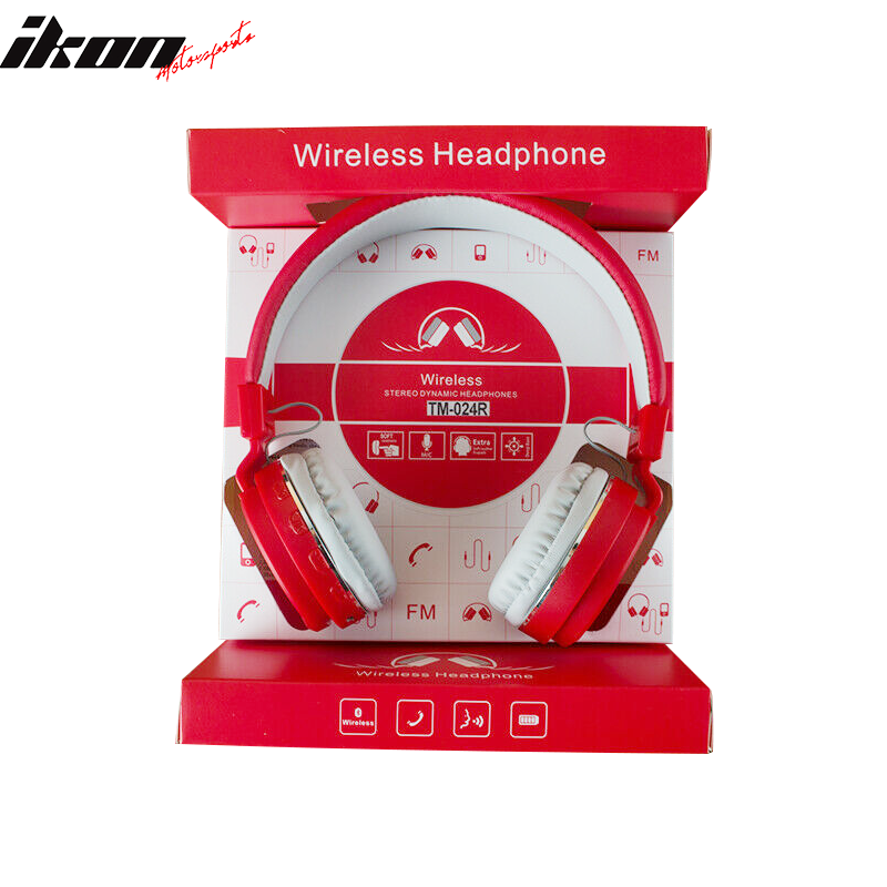 Red Universial Wireless Headphones Sport Stereo Foldable Headsets with Mic