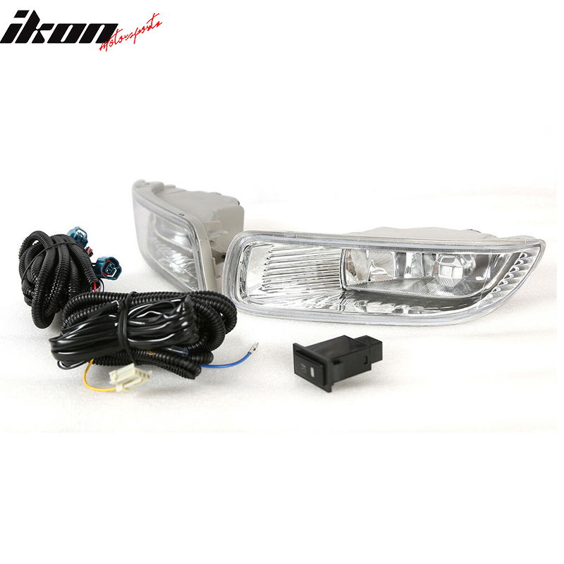IKON MOTORSPORTS, Driving Fog Lights Lamps Compatible With 2003-2004 Toyota Corolla, Assembly Clear Bumper Front Driving Fog Lamps