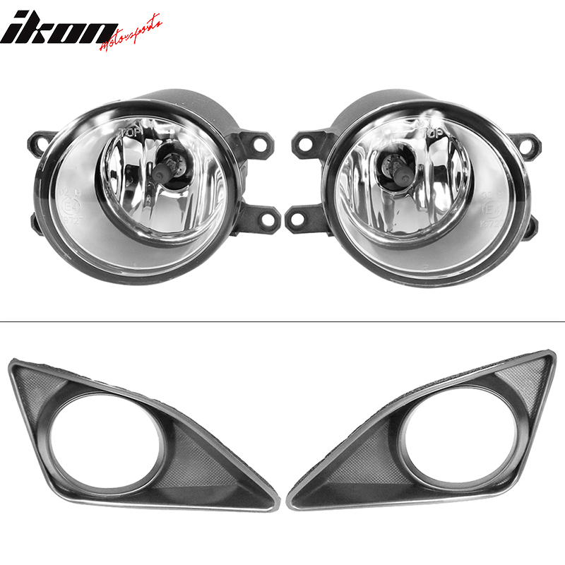 IKON MOTORSPORTS, Fog Lights Compatible With 2008-2010 Corolla Altis, Factory Front Bumper Fog Lamps Clear Lens for Cars 2009