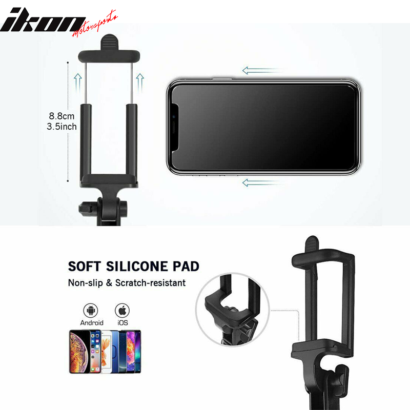 Black 24''Selfie Stick Extendable Phone Holder Fits iPhone and Android Phone