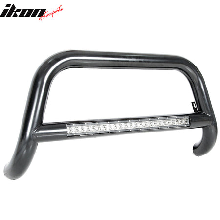 IKON MOTORSPORTS, Bull Bar W/ Light Compatible With 2005-2015 Toyota Tacoma, Black Front Bumper Grille Guard, 2006 2007 2008 2009 2010 2011 2012 2013 2014 2015 2016
