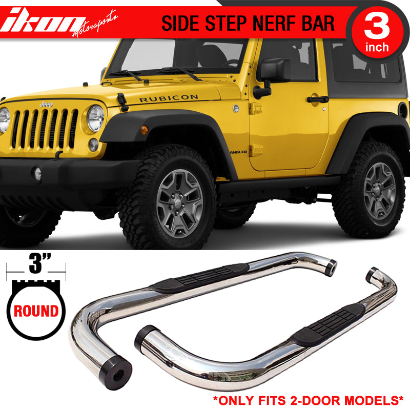 Fits 07-18 Jeep Wrangler Running Board Side Step Nerf Bars