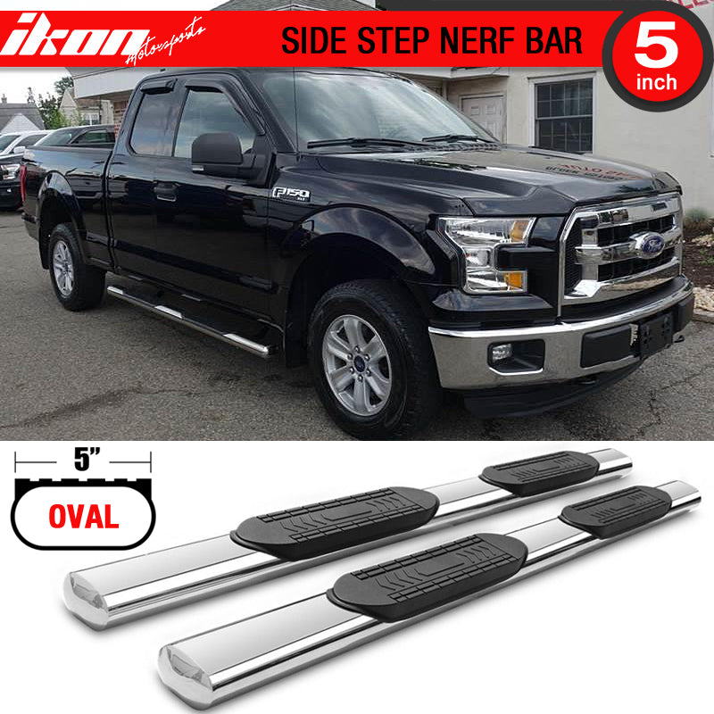 2015-2022 Ford F-150 Super Cab 5'' Oval Running Boards Stainless