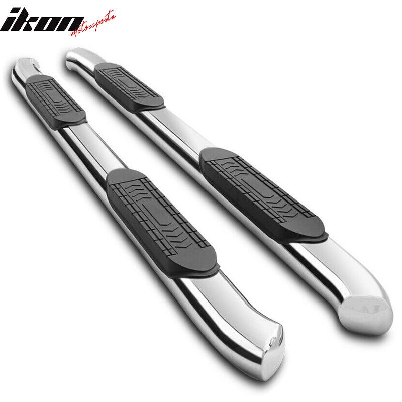 IKON MOTORSPORTS, Running Boards Compatible With 2004-2008 Ford F-150 Super Cab, Side Step Nerf Bars Mirror Polished Shiny Chrome Stainless Steel 5in Oval, 2005 2006 2007