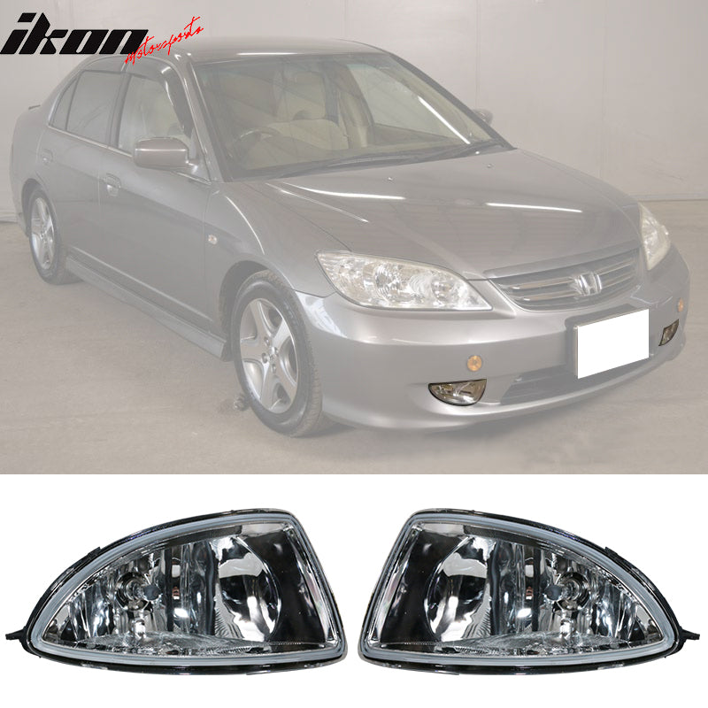 2004-2005 Honda Civic Factory Front Bumper Fog Lights Lamps Clear Lens