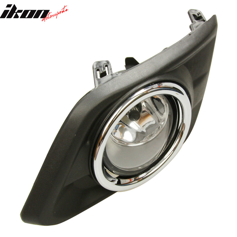 Fits 14-16 Nissan Rogue Chrome Clear Lens Fog Light Driving Lamp+Switch+Bezel