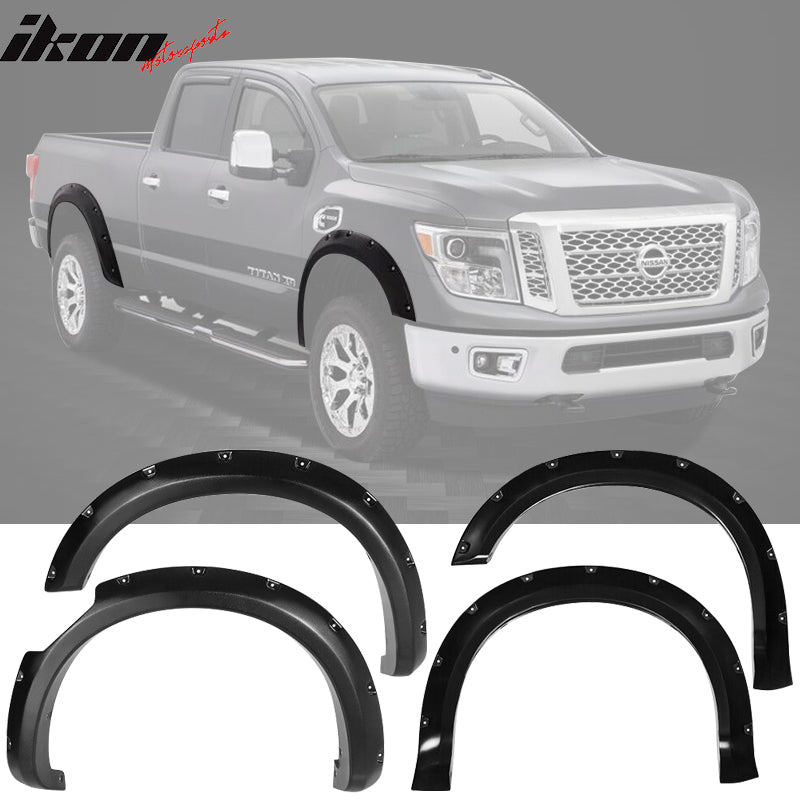 2016-2019 Nissan Titan XD Pocket Style Textured Black Fender Flare ABS