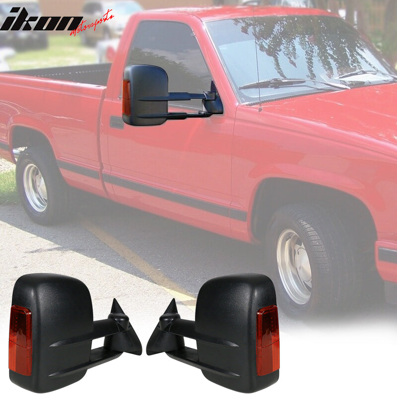 1988-1998 Chevy C/K C10 Manual Towing Side Mirrors & LED Signal ABS