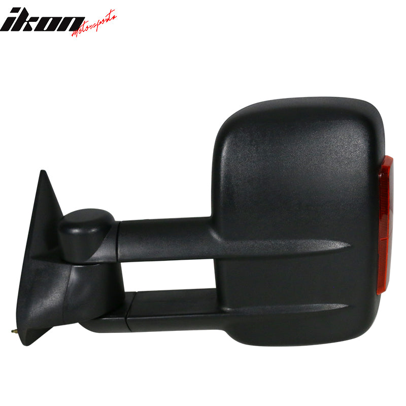 IKON MOTORSPORTS, Towing Mirrors Compatible With 1988-1998 Chevy C/K C10 1500 2500 3500, Manual Towing Side Mirrors & Signal Pair