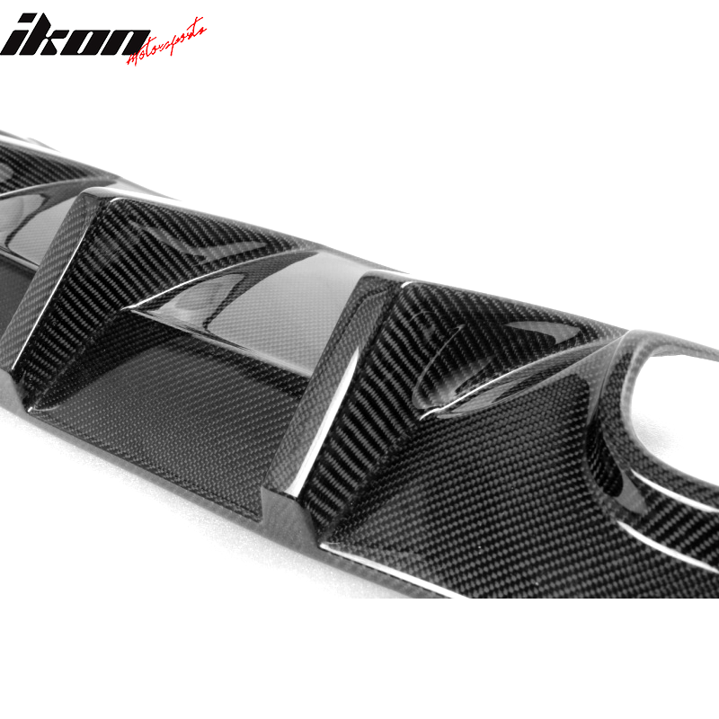 IKON MOTORSPORTS, Rear Diffuser Compatible With 2012-2014 Mercedes-Benz C Class W204 C63 Sedan , Matte Carbon Fiber + FRP JC Style Rear Bumper Lip Spoiler Wing, 2013