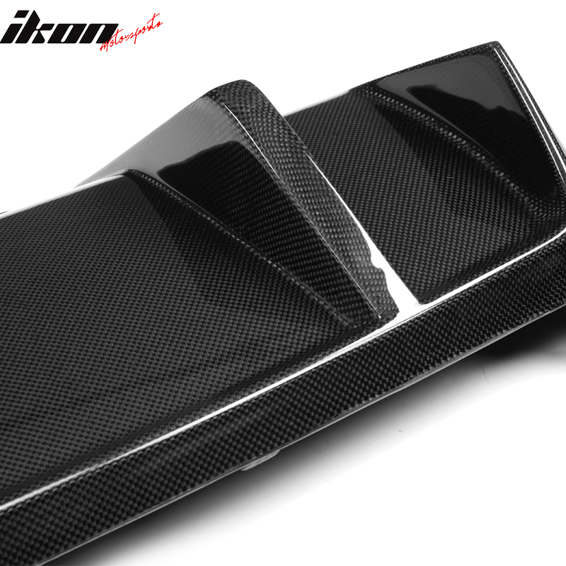 IKON MOTORSPORTS, Rear Diffuser Compatible With 2012-2016 BMW 5 Series F10 M5 , Matte Carbon Fiber DTM Style Rear Bumper Lip Spoiler Wing, 2013 2014 2015