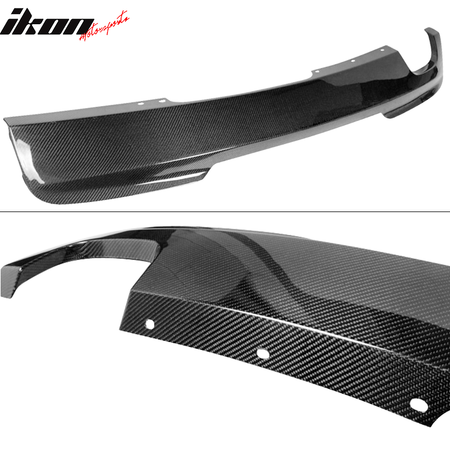 IKON MOTORSPORTS, Rear Diffuser Compatible With 2011-2016 BMW F10 528 Dual Exhaust Tips On Left Side , Matte Carbon Fiber Factory Style Rear Bumper Lip Spoiler Wing, 2012 2013 2014 2015