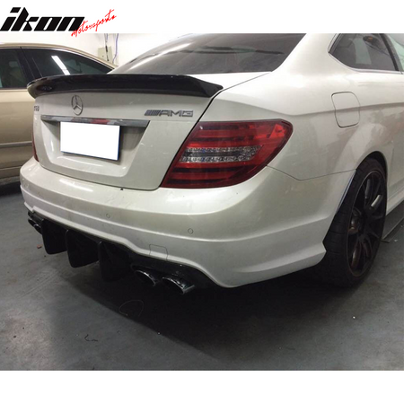IKON MOTORSPORTS, Trunk Spoiler Compatible With 2008-2014 Mercedes-Benz C-Class W204 Coupe , Matte Carbon Fiber V Style Rear Spoiler Wing, 2009 2010 2011 2012 2013