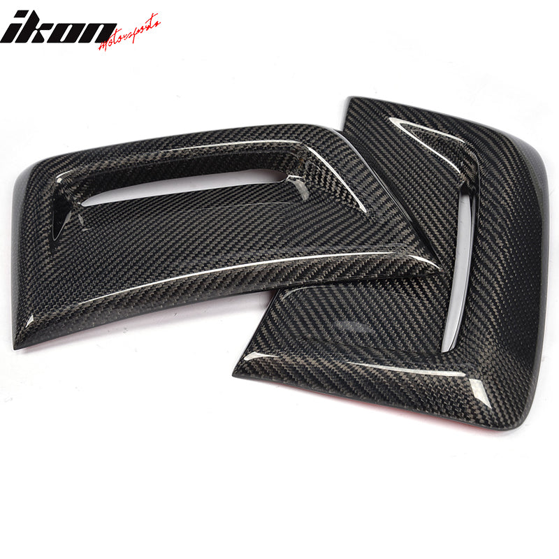 IKON MOTORSPORTS, Side Vents Compatible With 2012-2014 Mercedes-Benz C Class W204 C63 , Matte Carbon Fiber + FRP AMG Style Side Fender Fin Air Vent Pair, 2013