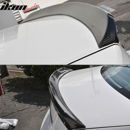 IKON MOTORSPORTS, Trunk Spoiler Compatible With 2008-2014 Mercedes-Benz C-Class W204 Sedan , Matte Carbon Fiber V Style Rear Spoiler Wing, 2009 2010 2011 2012 2013