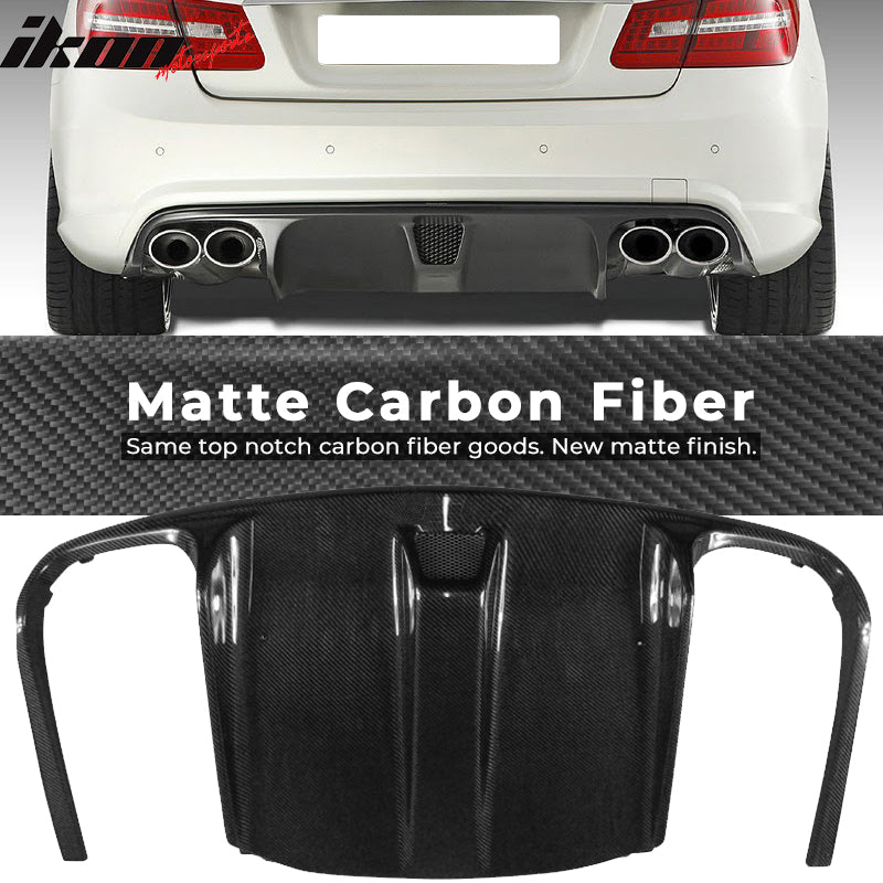 IKON MOTORSPORTS, Rear Diffuser Compatible With 2010-2013 Mercedes-Benz E-Class W207 Coupe AMG , Matte Carbon Fiber + FRP JC Style Rear Bumper Lip Spoiler Wing, 2011 2012