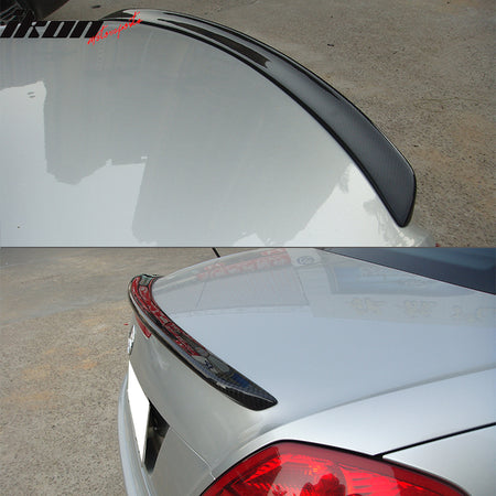 IKON MOTORSPORTS, Trunk Spoiler Compatible With 2005-2010 Mercedes-Benz SLK-Class R171 SLK200 SLK300 SLK55 AMG , Matte Carbon Fiber + FRP AMG Style Rear Spoiler Wing, 2006 2007 2008 2009