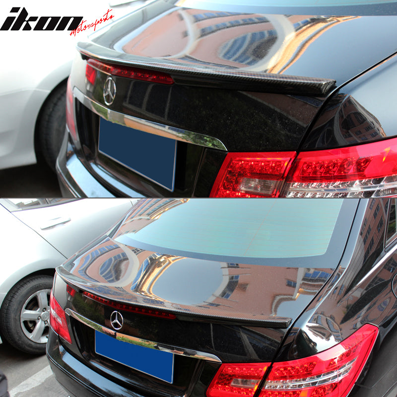 IKON MOTORSPORTS, Trunk Spoiler Compatible With 2010-2015 Mercedes-Benz C Class W207 Coupe , Matte Carbon Fiber + FRP PD Style Rear Spoiler Wing, 2011 2012 2013 2014