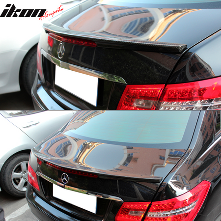 IKON MOTORSPORTS, Trunk Spoiler Compatible With 2010-2015 Mercedes-Benz C Class W207 Coupe , Matte Carbon Fiber + FRP PD Style Rear Spoiler Wing, 2011 2012 2013 2014
