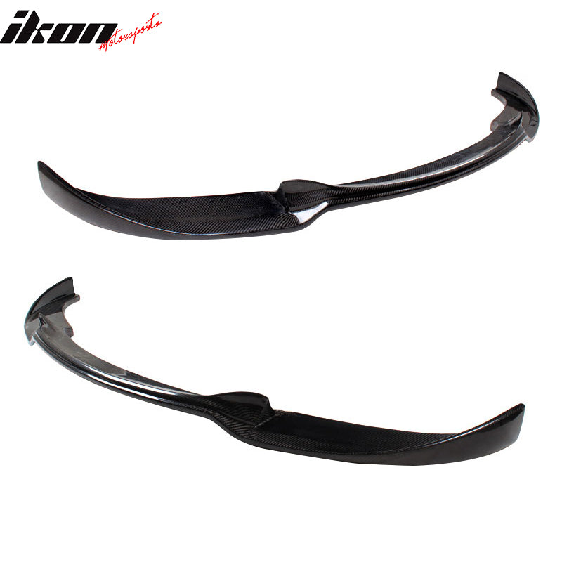 IKON MOTORSPORTS, Front Bumper Lip Compatible With 2006-2010 BMW 5 Series E60 M5 , Matte Carbon Fiber + FRP HM Style Front Lip Spoiler Wing Chin Splitter, 2007 2008 2009