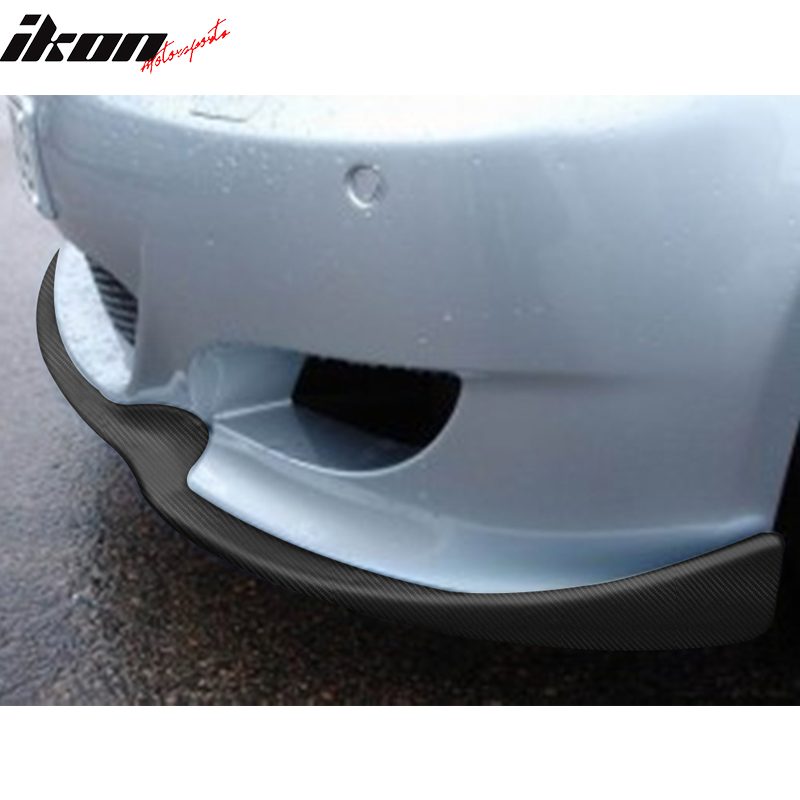 IKON MOTORSPORTS, Front Bumper Lip Compatible With 2006-2010 BMW 5 Series E60 M5 , Matte Carbon Fiber + FRP HM Style Front Lip Spoiler Wing Chin Splitter, 2007 2008 2009