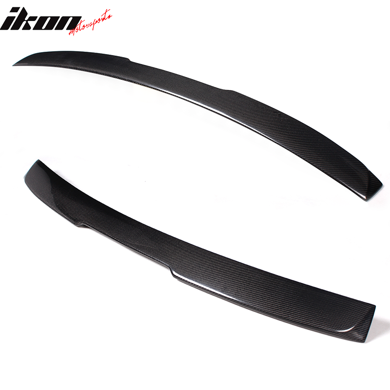 IKON MOTORSPORTS, Roof Spoiler Compatible With 2004-2010 BMW 5 Series E60 M5 , Matte Carbon Fiber + FRP AC Style Rear Spoiler Wing, 2005 2006 2007 2008 2009