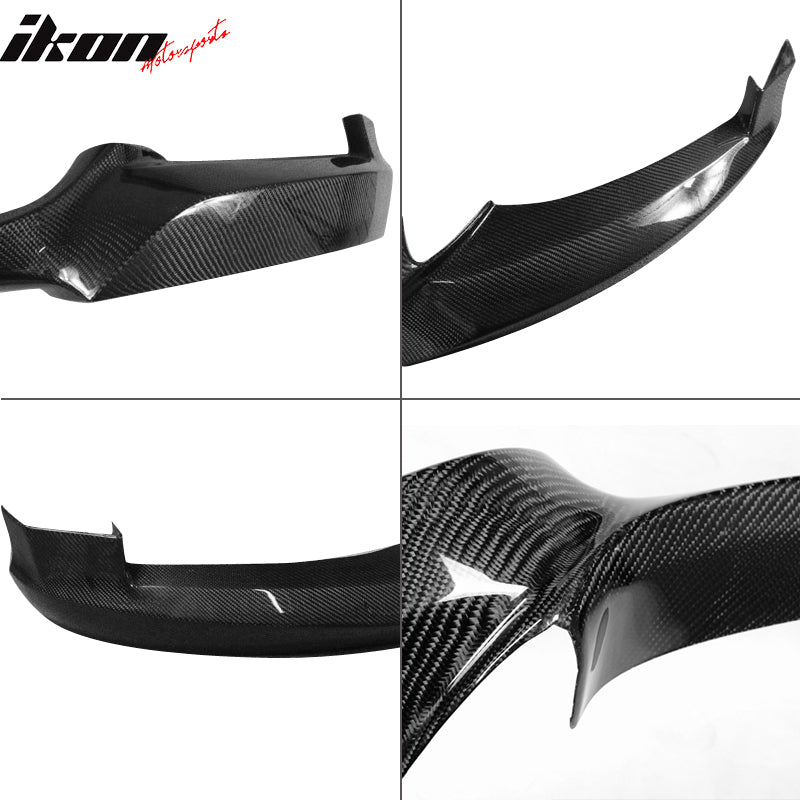 IKON MOTORSPORTS, Front Bumper Lip Compatible With 2007-2013 BMW 1 Series E82 Coupe M Sport Bumper , Matte Carbon Fiber + FRP HT Style Front Lip Spoiler Wing Chin Splitter, 2008 2009 2010 2011 2012