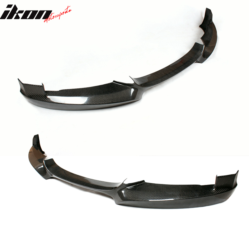 IKON MOTORSPORTS, Front Bumper Lip Compatible With 2007-2013 BMW 1 Series E82 Coupe M Sport Bumper , Matte Carbon Fiber + FRP HT Style Front Lip Spoiler Wing Chin Splitter, 2008 2009 2010 2011 2012