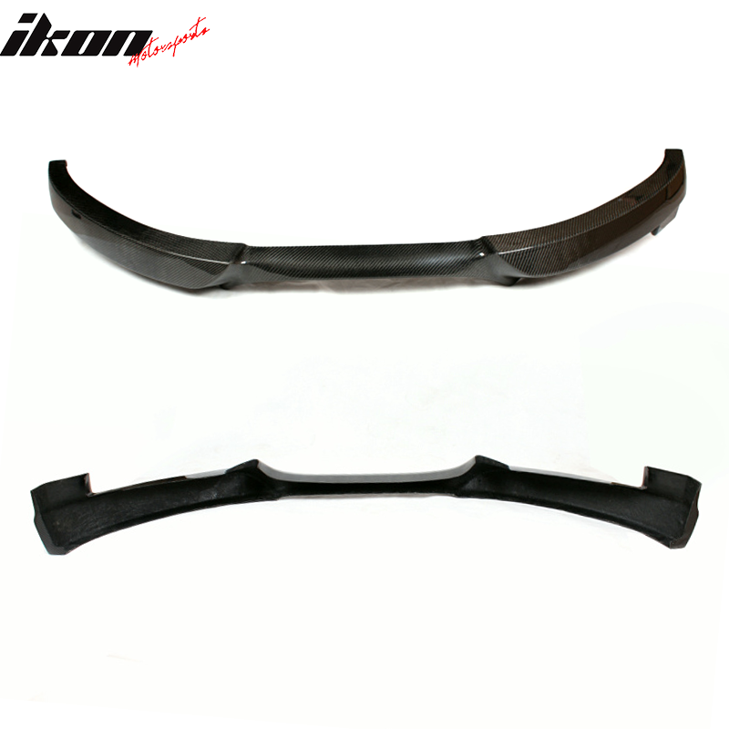 IKON MOTORSPORTS, Front Bumper Lip Compatible With 2007-2013 BMW 1 Series E82 Coupe M Sport Bumper , Matte Carbon Fiber + FRP HT Style Front Lip Spoiler Wing Chin Splitter, 2008 2009 2010 2011 2012