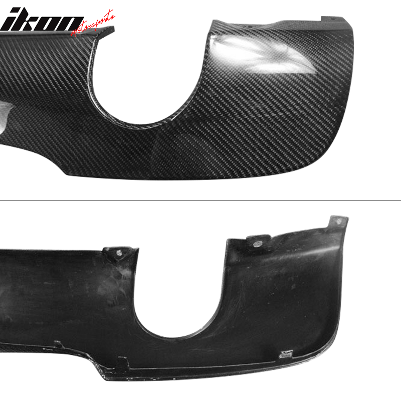 IKON MOTORSPORTS, Rear Diffuser Compatible With 2006-2011 BMW 3 Series E90 M Sport , Matte Carbon Fiber + FRP M Performance Style Rear Bumper Lip Spoiler Wing, 2007 2008 2009 2010