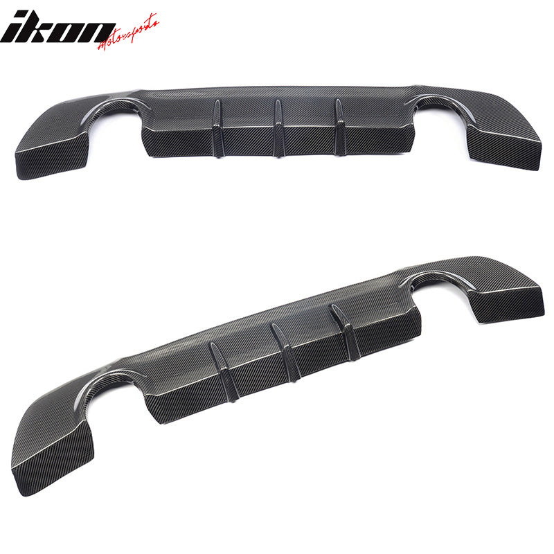 IKON MOTORSPORTS, Rear Diffuser Compatible With 2007-2013 BMW E92 E93 3 Series Coupe Convertible , Matte Carbon Fiber + FRP M Performance Style Rear Bumper Lip Spoiler Wing, 2008 2009 2010 2011 2012