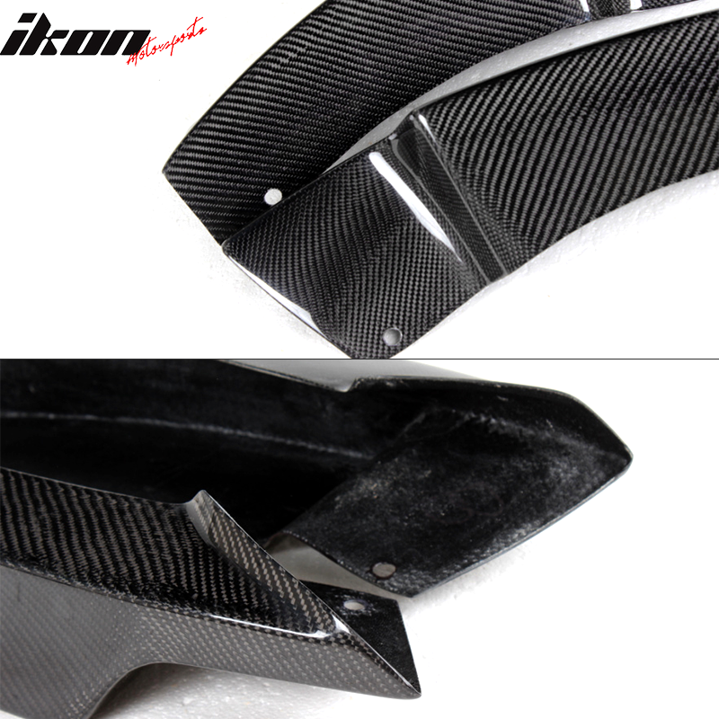 IKON MOTORSPORTS, Front Splitters Compatible With 2012-2018 BMW 3 Series F30 Sedan M Sport, Matte Carbon Fiber + FRP M Performance Style Front Spoiler Wing Chin Splitter, 2013 2014 2015 2016 2017