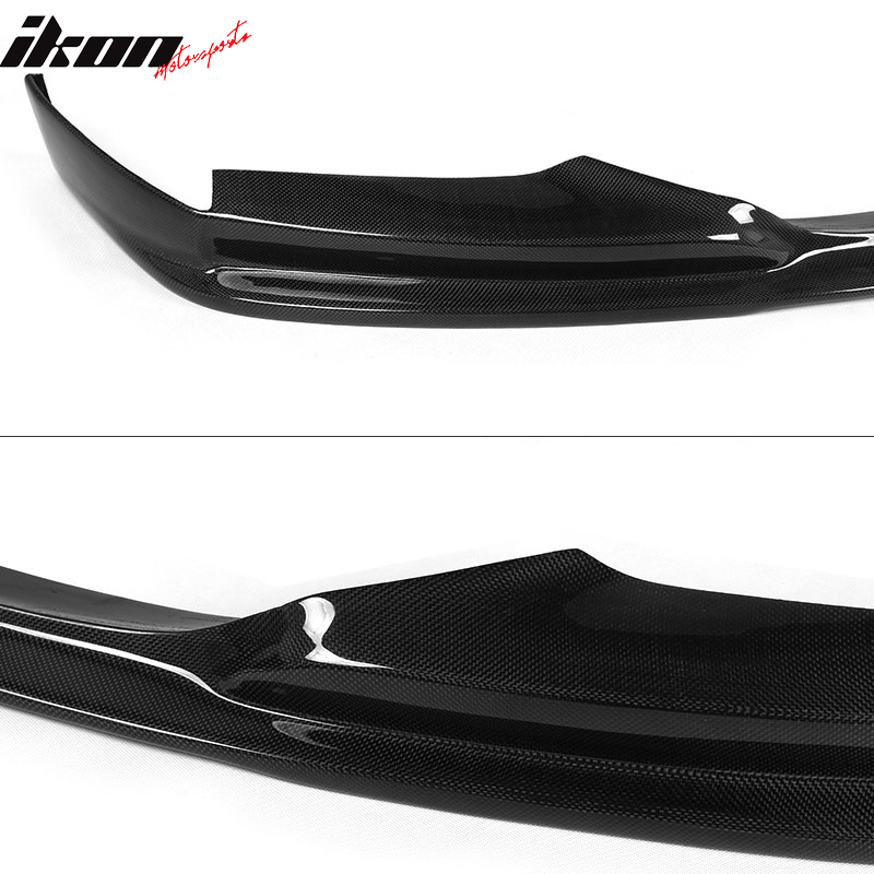 IKON MOTORSPORTS, Front Bumper Lip Compatible With 2011-2016 BMW 5 Series F10 M Sport , Matte Carbon Fiber + FRP 3D Style Front Lip Spoiler Wing Chin Splitter, 2012 2013 2014 2015
