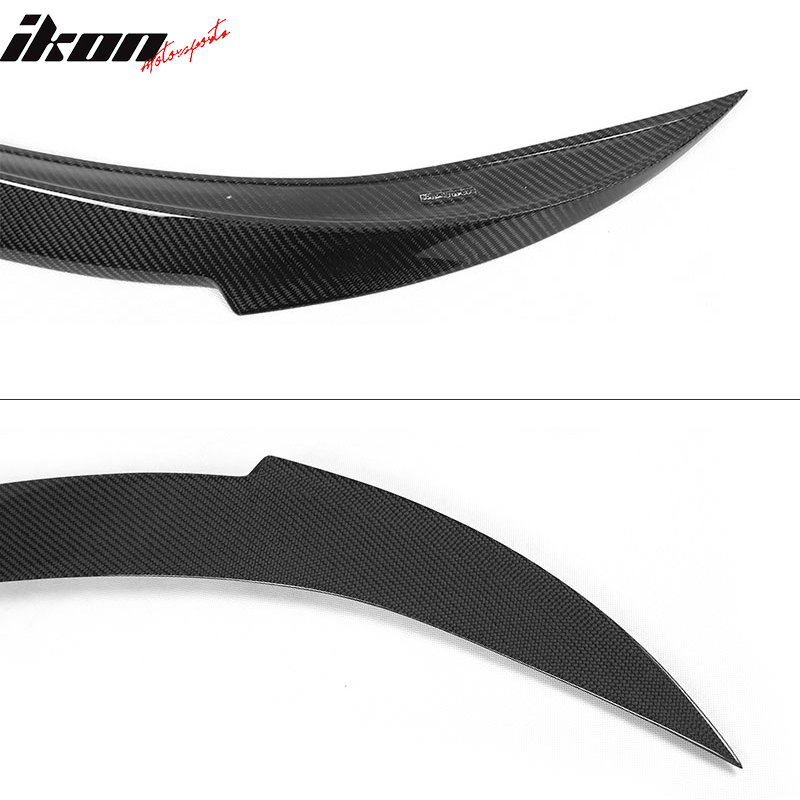 IKON MOTORSPORTS, Trunk Spoiler Compatible With 2011-2017 BMW 6 Series F06 M6 Gran Coupe , Matte Carbon Fiber V Style Rear Spoiler Wing, 2012 2013 2014 2015 2016