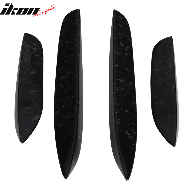 IKON MOTORSPORTS, Front Canards Compatible With 2015-2018 Mercedes-Benz C Class W205 Sedan , Matte Forged Carbon Fiber JC Style Front Bumper Fin Canards 4PC, 2016 2017