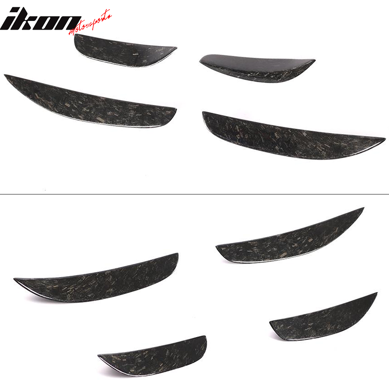 IKON MOTORSPORTS, Front Canards Compatible With 2015-2018 Mercedes-Benz C Class W205 Sedan , Matte Forged Carbon Fiber JC Style Front Bumper Fin Canards 4PC, 2016 2017