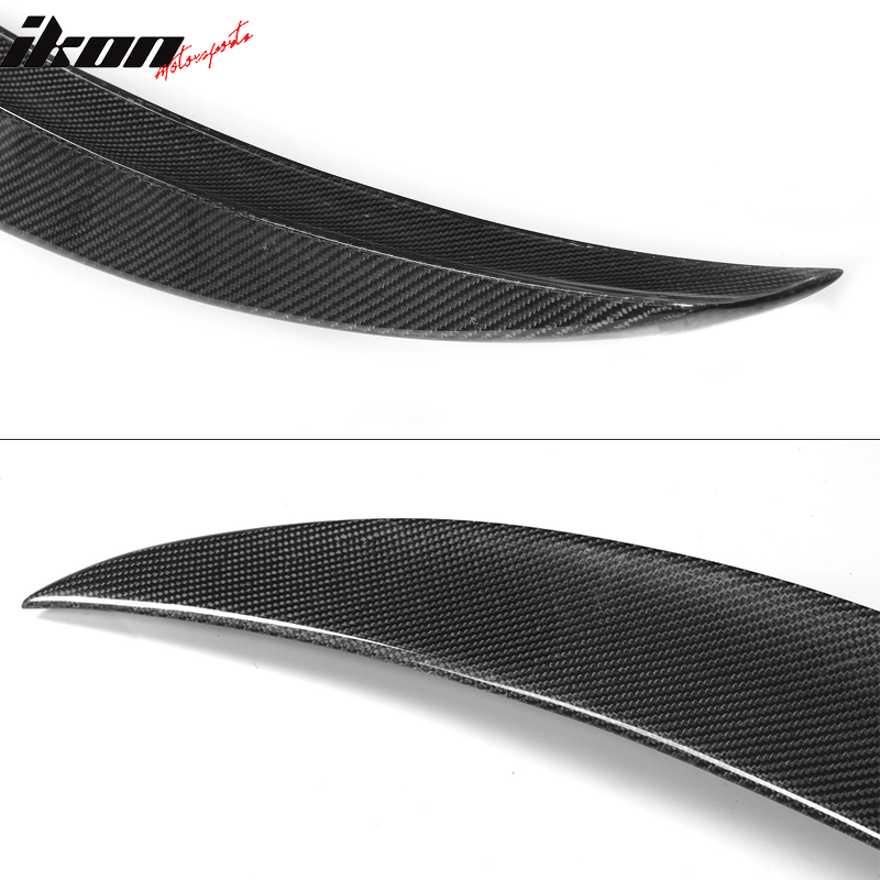 IKON MOTORSPORTS, Trunk Spoiler Compatible With 2014-2020 Infiniti Q50 , Matte Carbon Fiber ST Style Rear Spoiler Wing, 2015 2016 2017 2018 2019