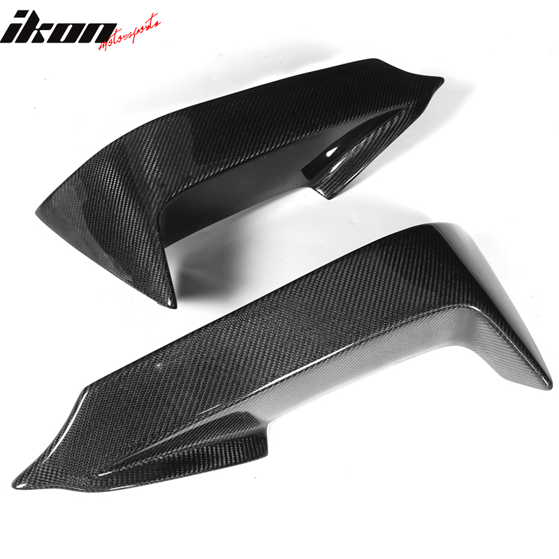 IKON MOTORSPORTS, Front Lip Splitters Compatible With 2012-2017 BMW 6 Series F12 F13 M Sport , Matte Carbon Fiber + FRP M Performance Style Front Bumper Lip Spoiler Wing Pair, 2013 2014 2015 2016