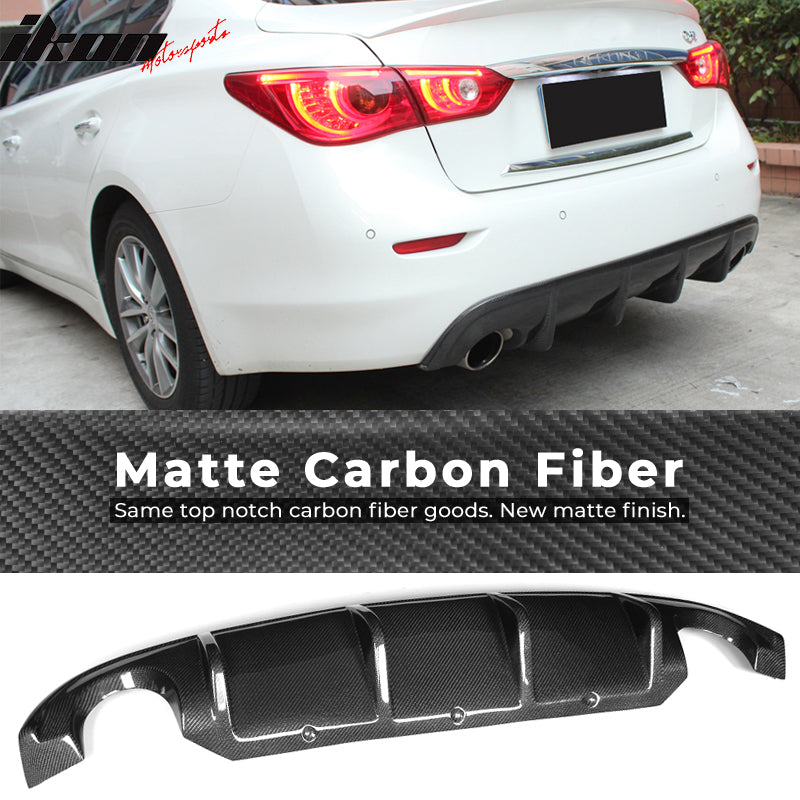 Carbon Fiber Look Rear Bumper Diffuser With LED Light – For Infiniti Q50 2014-2017