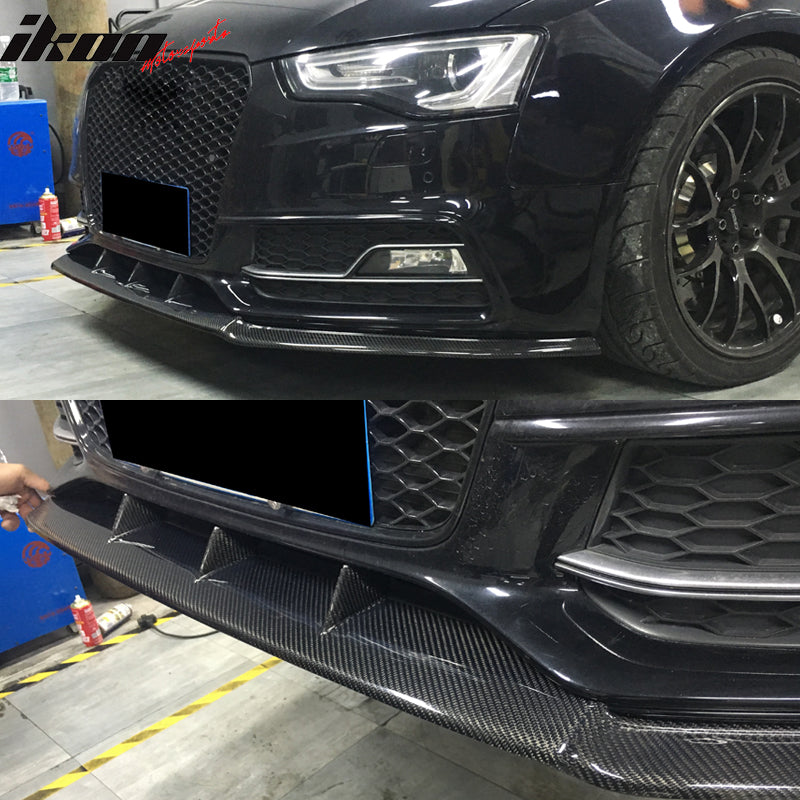IKON MOTORSPORTS, Front Bumper Lip Compatible With 2013-2016 Audi S5 8V Coupe , Matte Carbon Fiber JC Style Front Lip Spoiler Wing Chin Splitter, 2014 2015