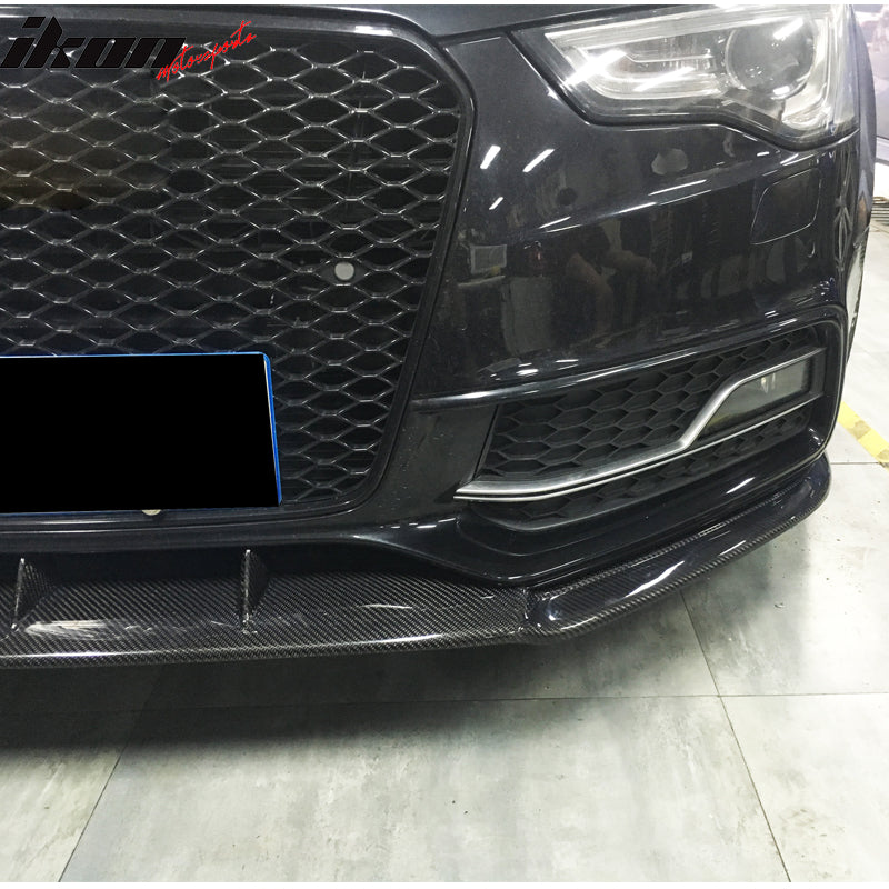 IKON MOTORSPORTS, Front Bumper Lip Compatible With 2013-2016 Audi S5 8V Coupe , Matte Carbon Fiber JC Style Front Lip Spoiler Wing Chin Splitter, 2014 2015